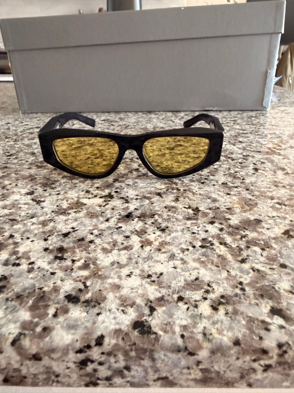 Prada Sunglasses Black Frame Yellow Lens